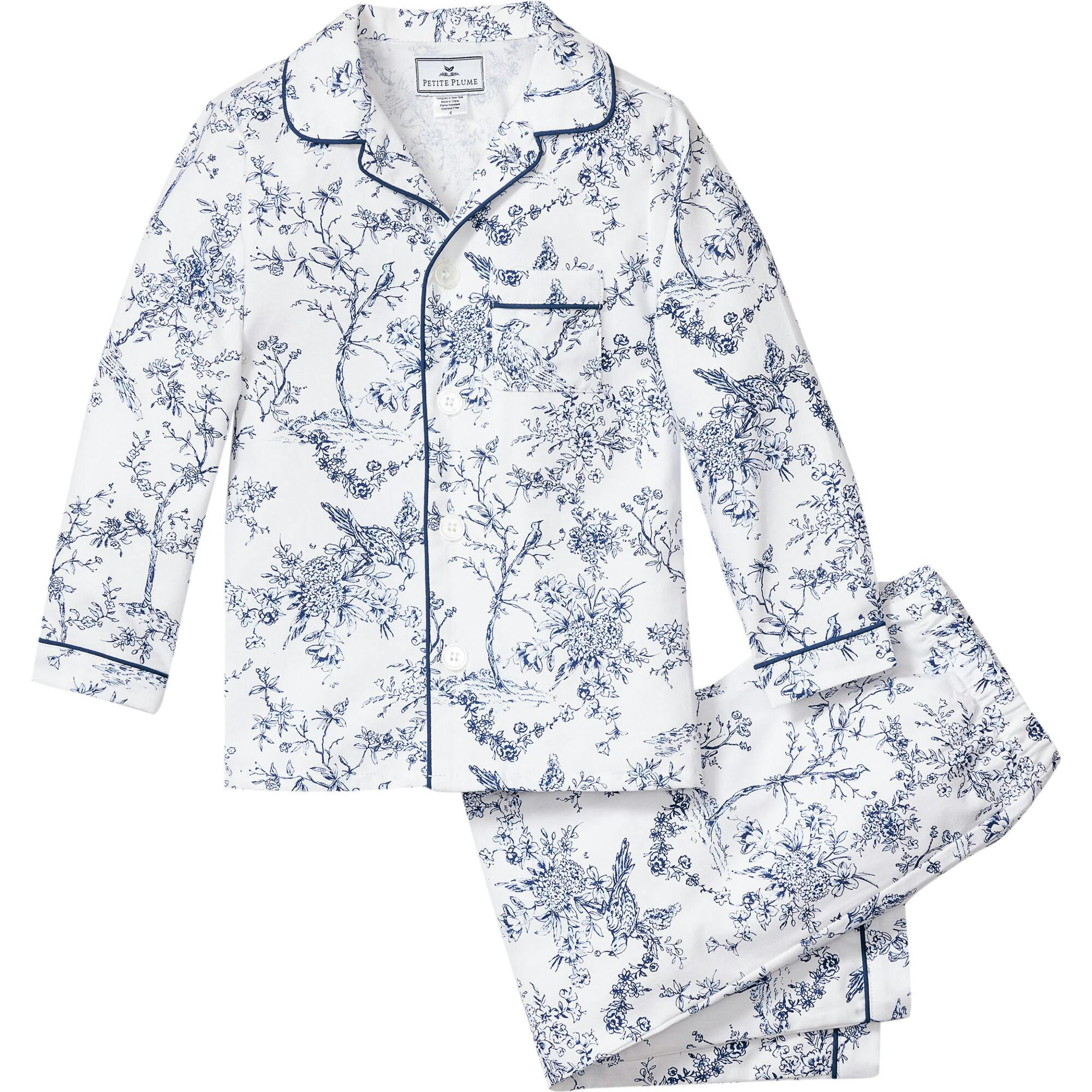 Kid's Twill Pajama Set in Timeless Toile