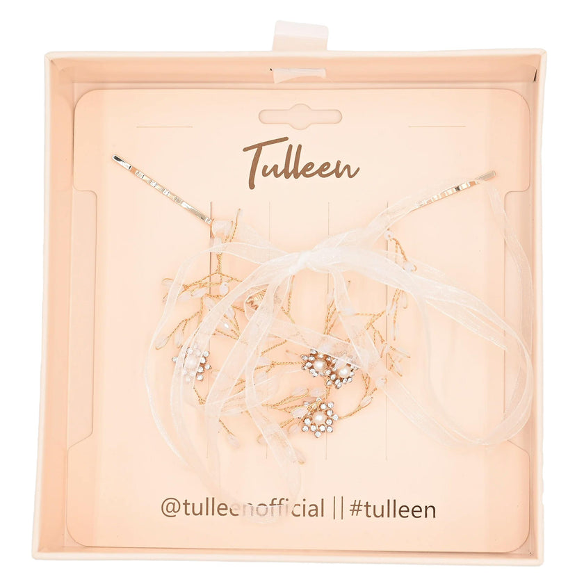Crystal Rose Gold Ribbon Hair Vine
