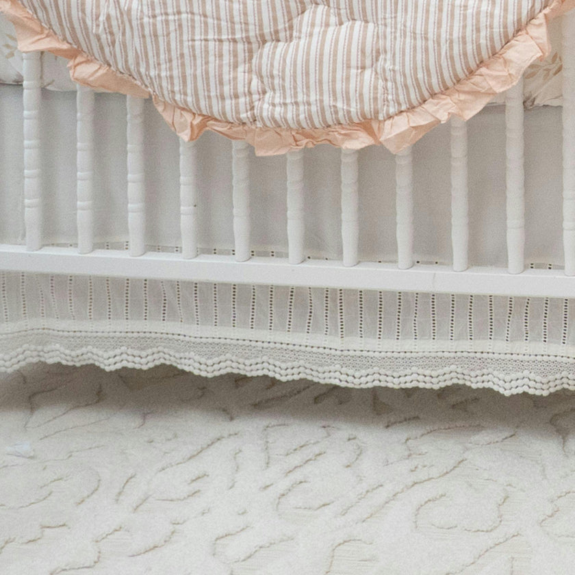 Off-White Lace Scallop Crib Skirt