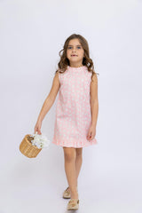 Pink Bunnies Shift Dress with Back Bow