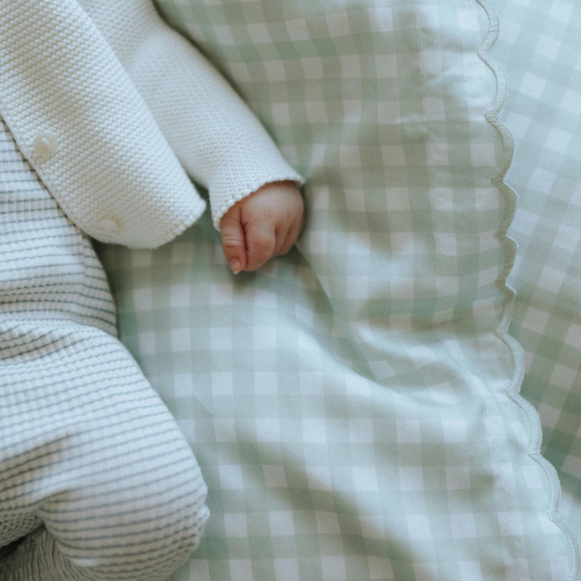 Picnic Gingham Baby Duvet Set - Green