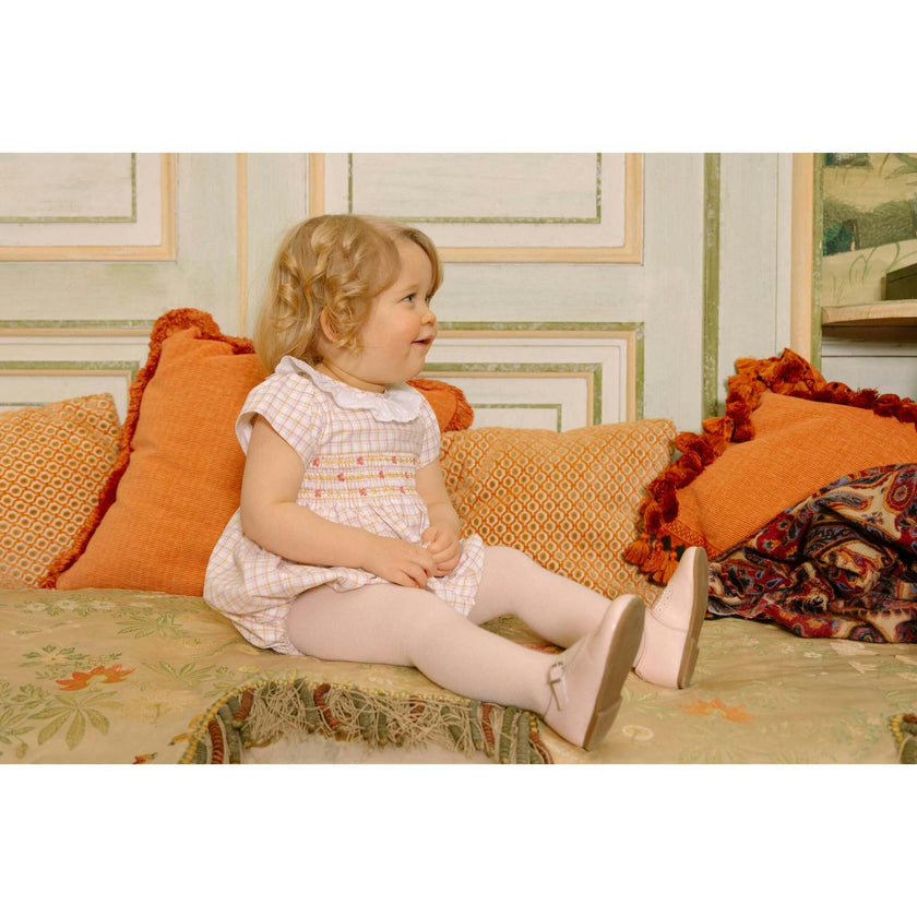 Zita Yellow Tartan Smocked Bubble