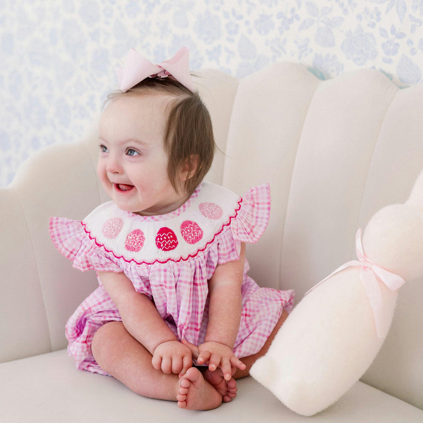 Pink Easter Egg Smocked Bubble