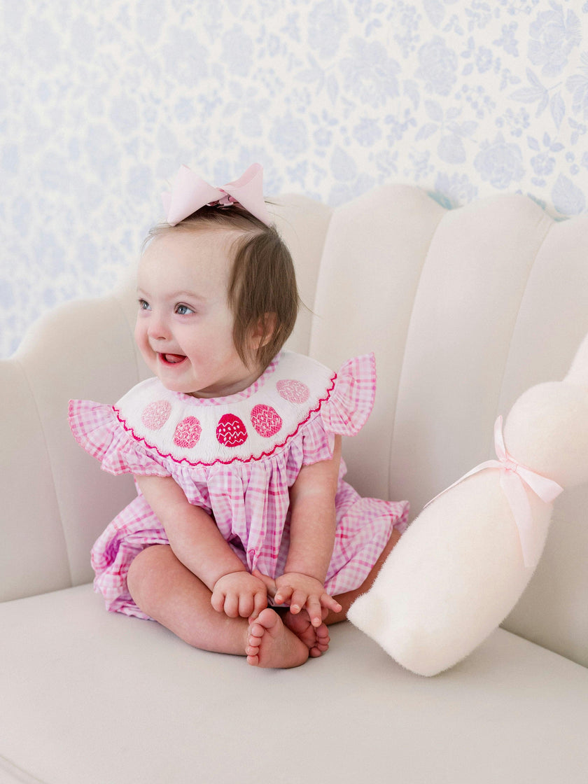Pink Easter Egg Smocked Bubble