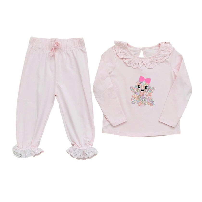 Liberty of London children's ghost design frilled pyjamas - pink