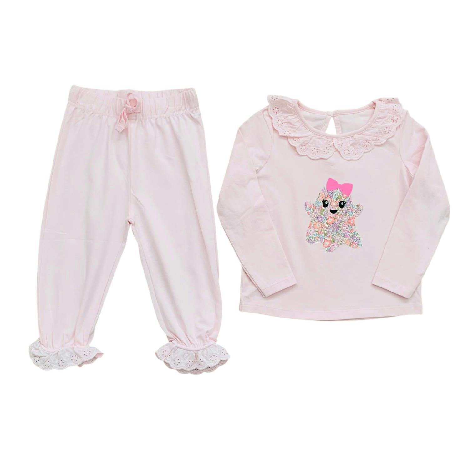 Liberty of London children's ghost design frilled pyjamas - pink