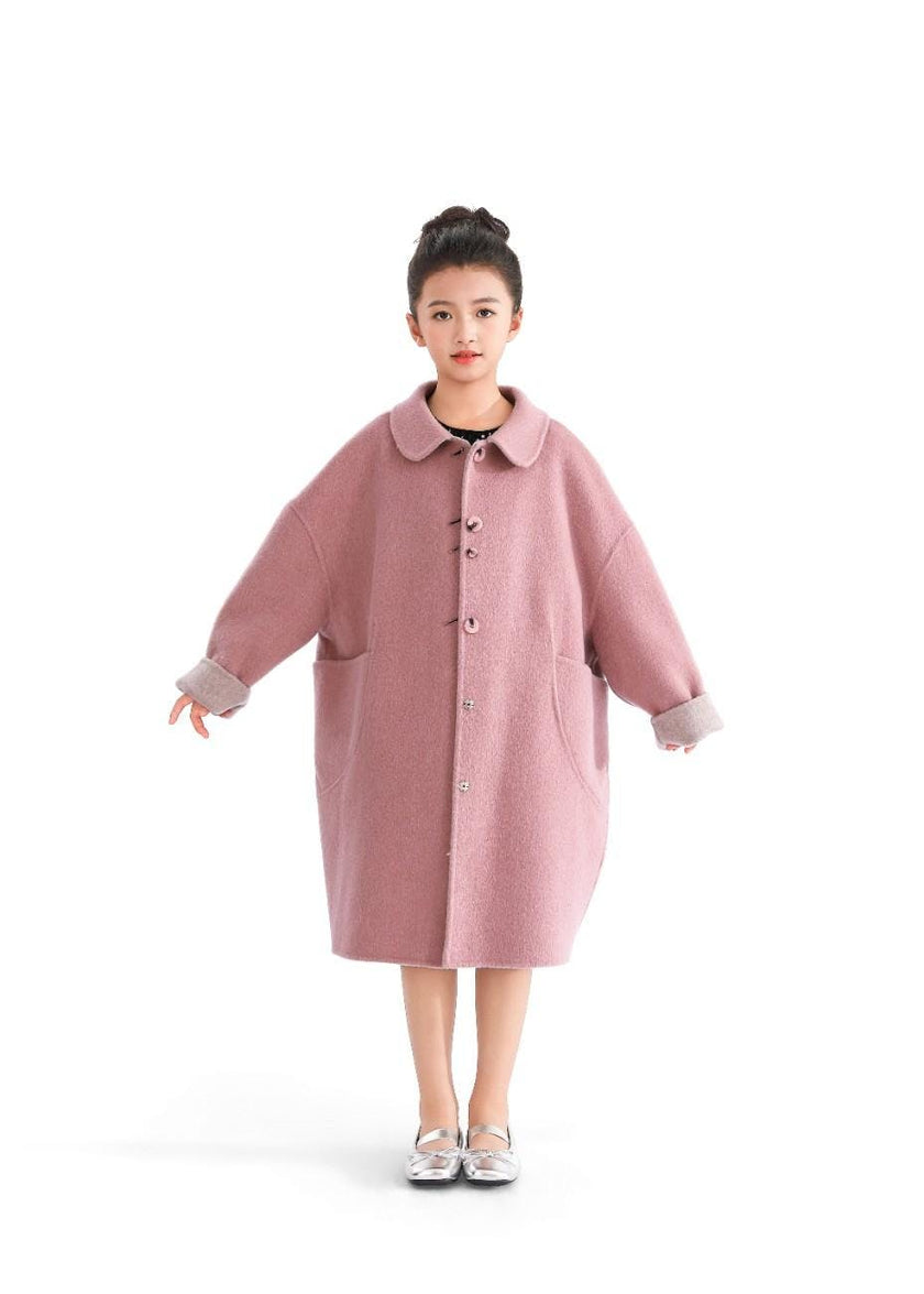 Pink Wool Coat with Peter Pan Collar