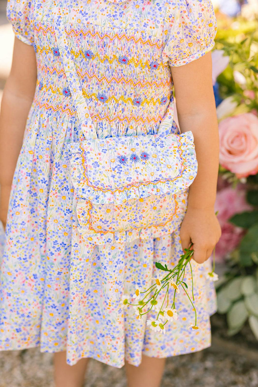 Ondine Blue Floral Smocked Purse