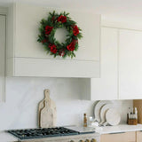 26" Red Magnolia, Pinecone & Berry Wreath Pre-Lit