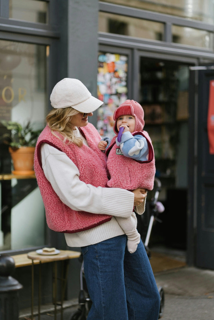 children's merino wool vest - dusty pink