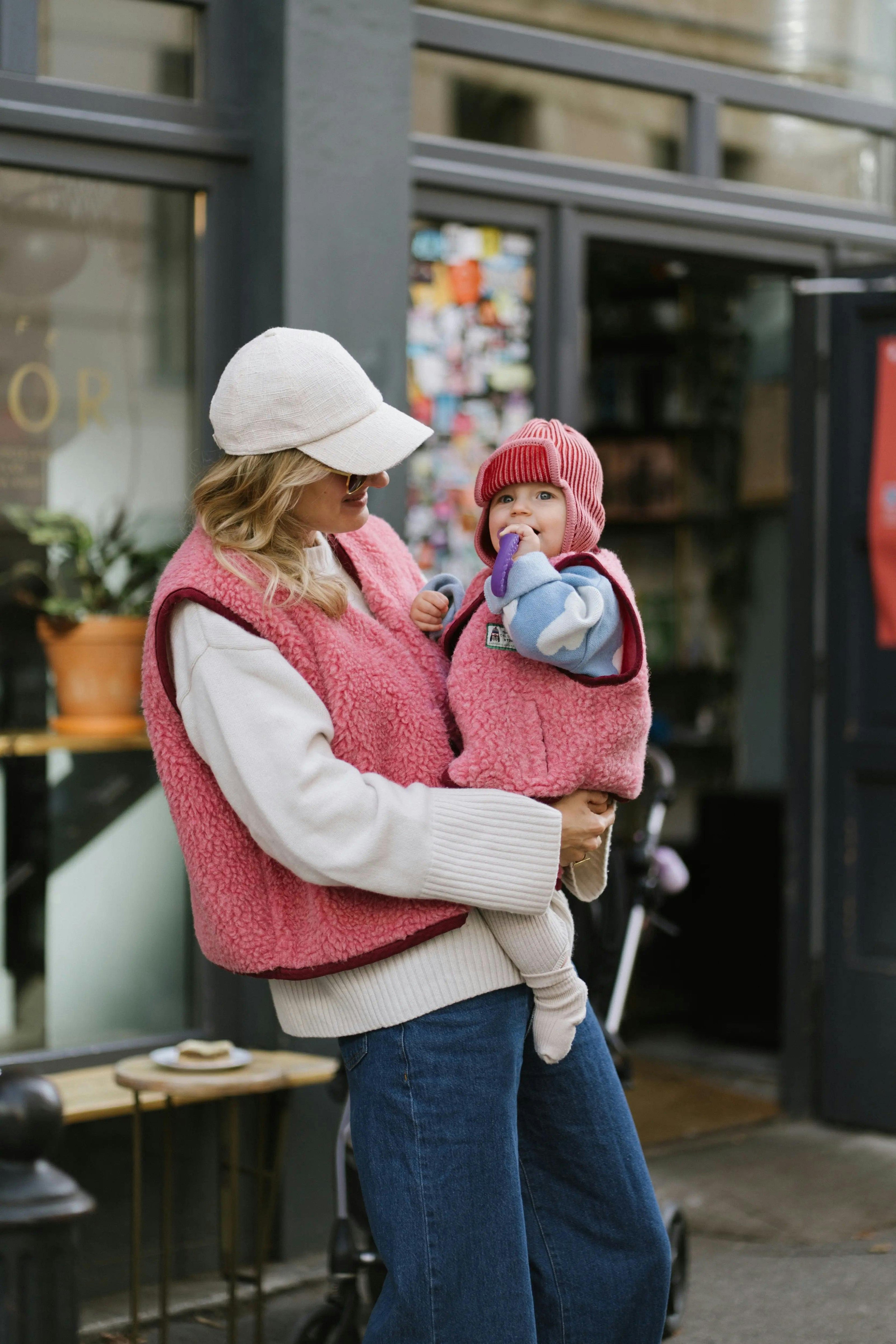 children's merino wool vest - dusty pink