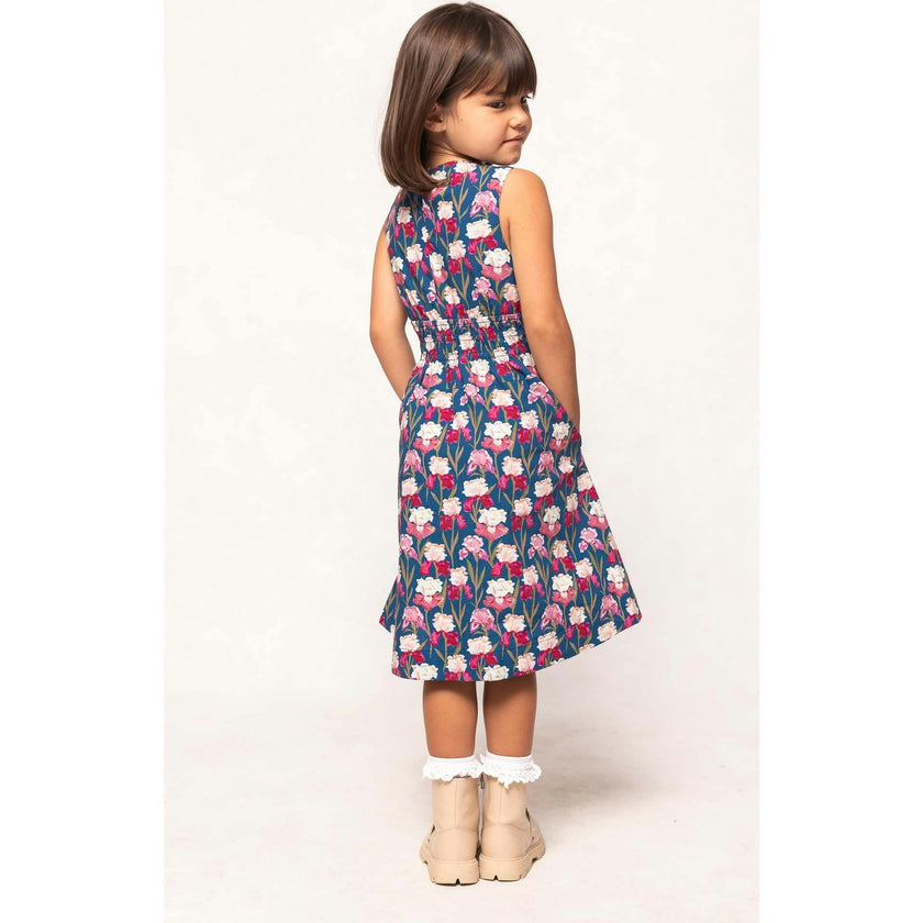 Mini Carly Dress in Navy Pressed Petals