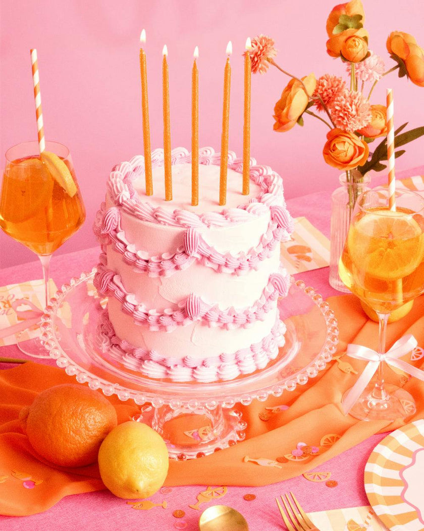 Orange Glitter Candles - 10 glitter candles