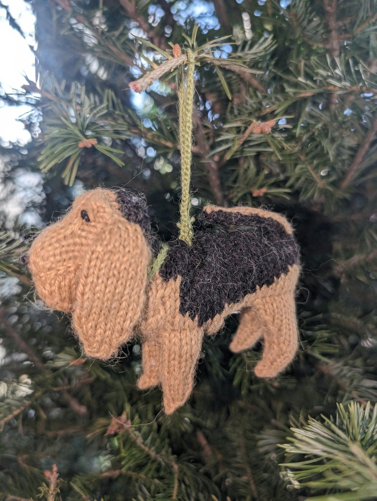 Bloodhound Hand Knit Christmas Ornament