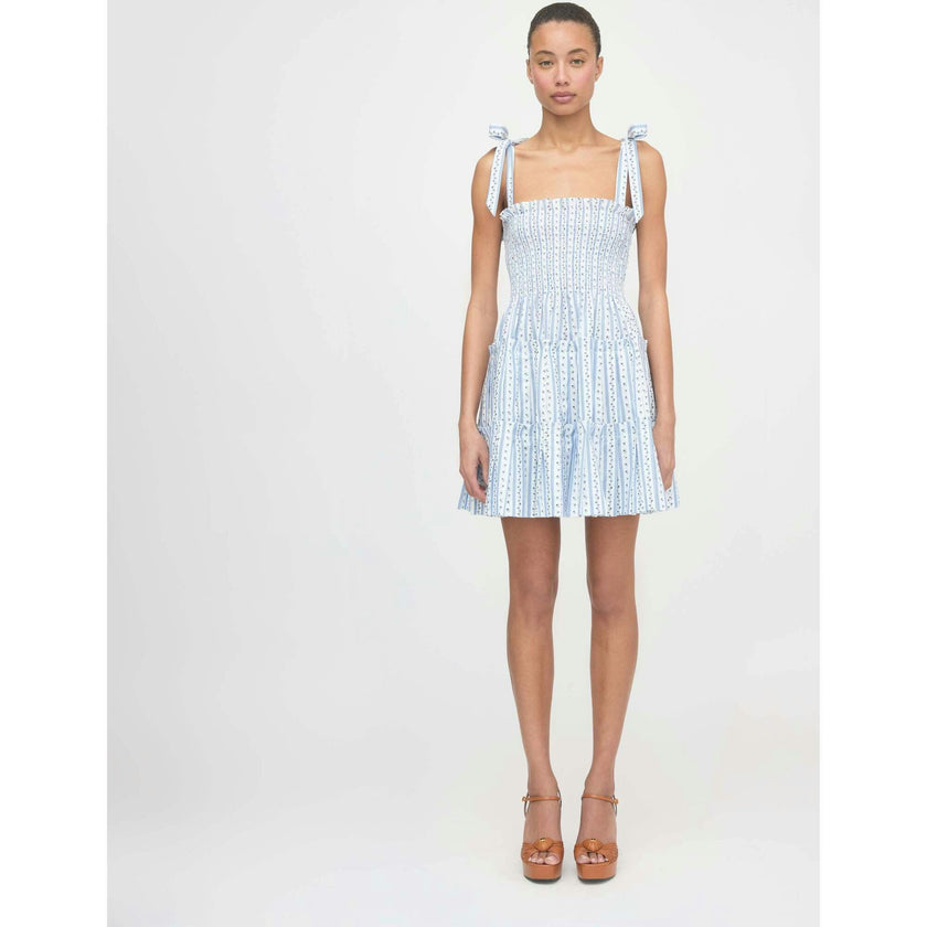 The Ribbon Charlotte Nap Dress - Blue Petal Stripe