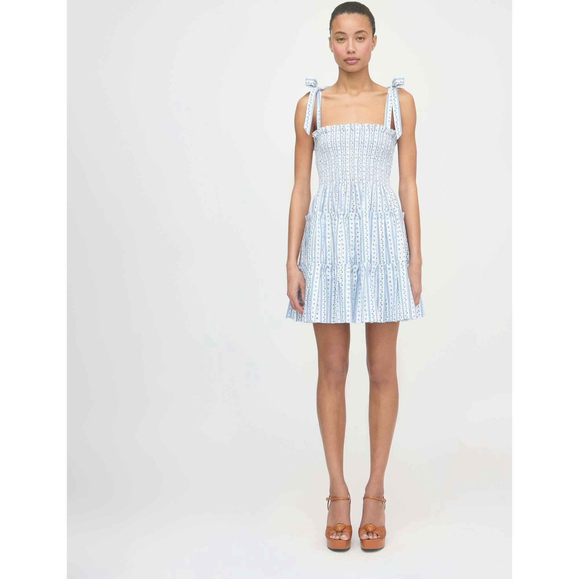 The Ribbon Charlotte Nap Dress - Blue Petal Stripe