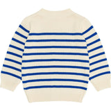 Unisex Cream And Blue Stripe Knit Cardigan
