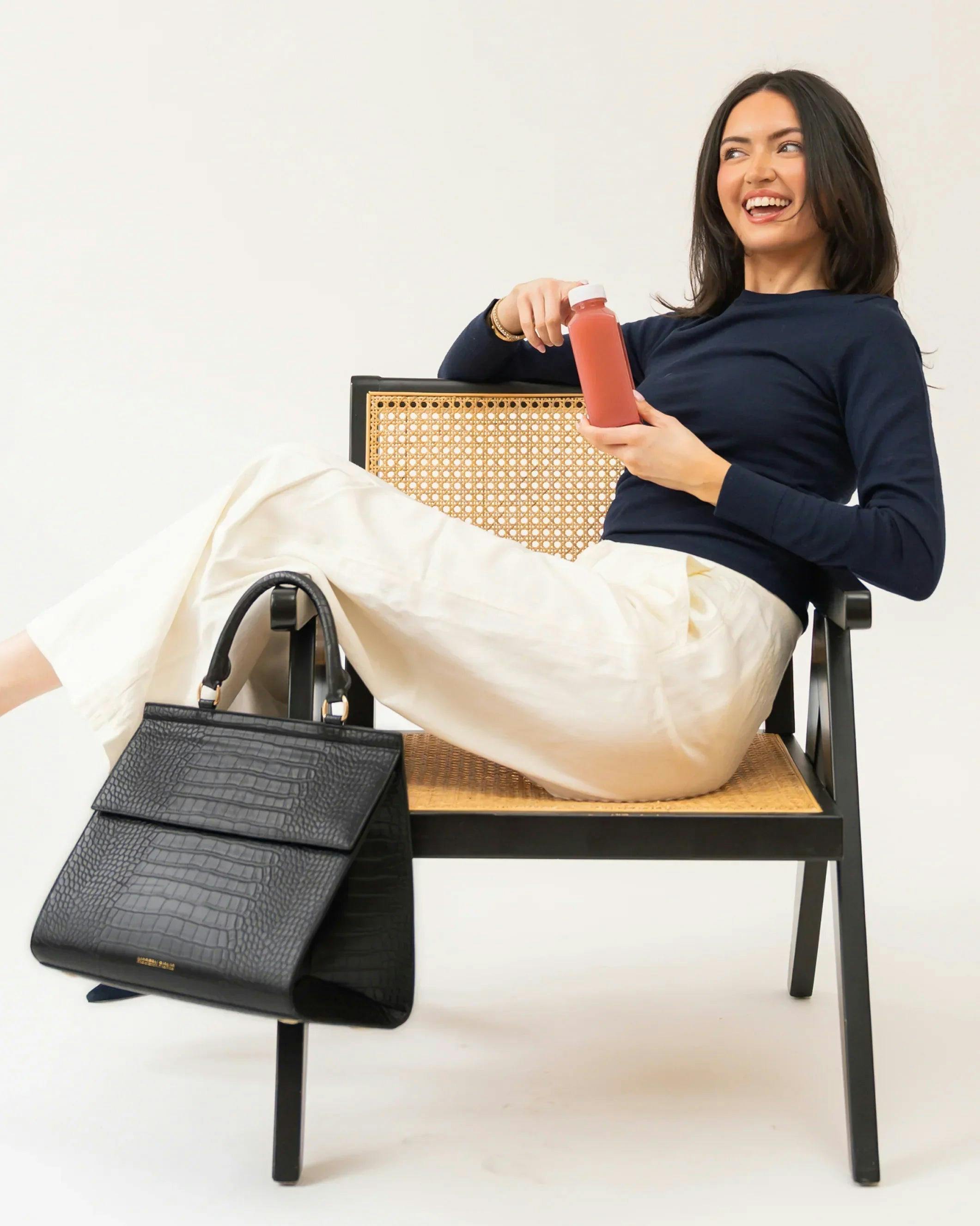 Large, Insulated, Chic Lunchbox, Black Croc