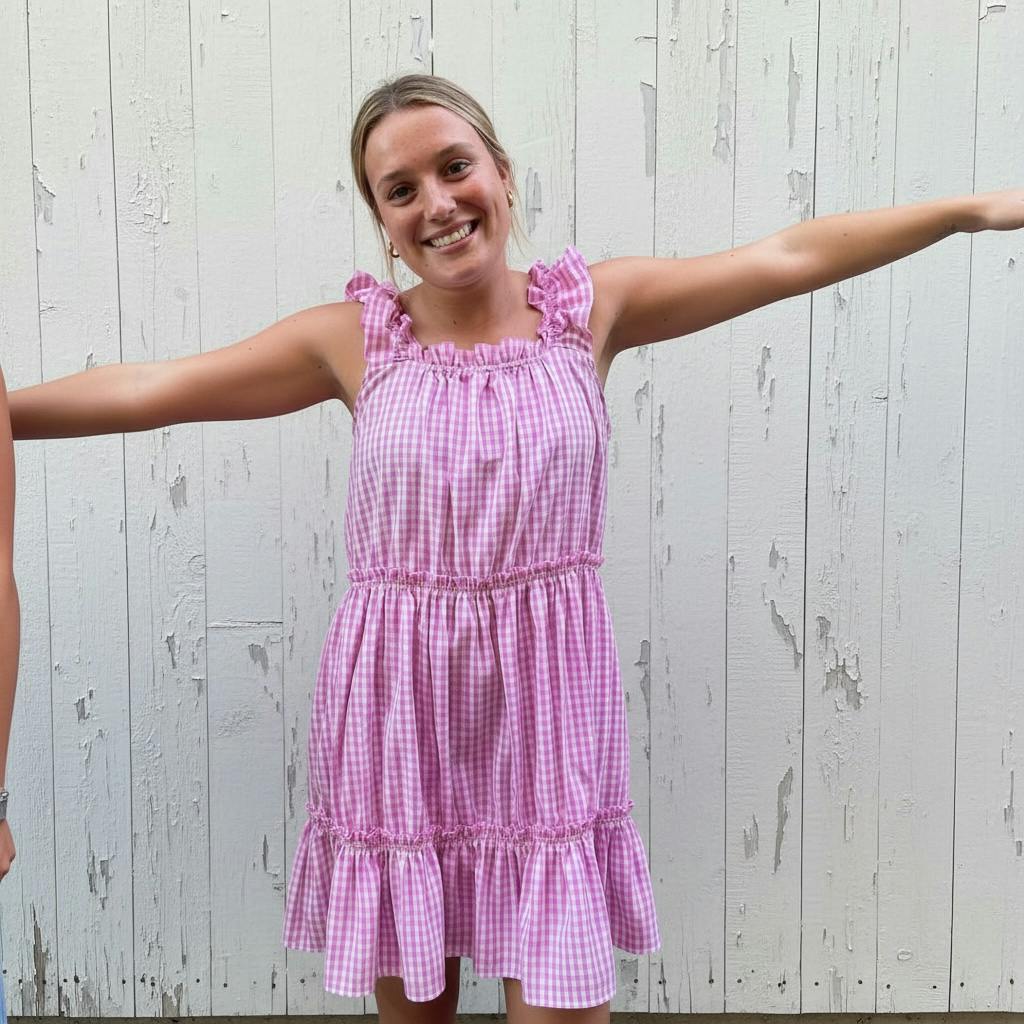 Women's Hepburn Gingham Pink Nightie