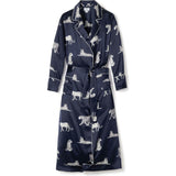 Women's Silk Long Robe in Panthère de Nuit