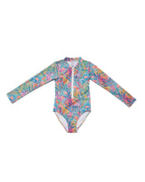 Long Sleeve Zip One Piece Swimsuit - Hand beaded