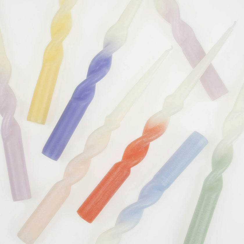 Rainbow Twisted Table Candles