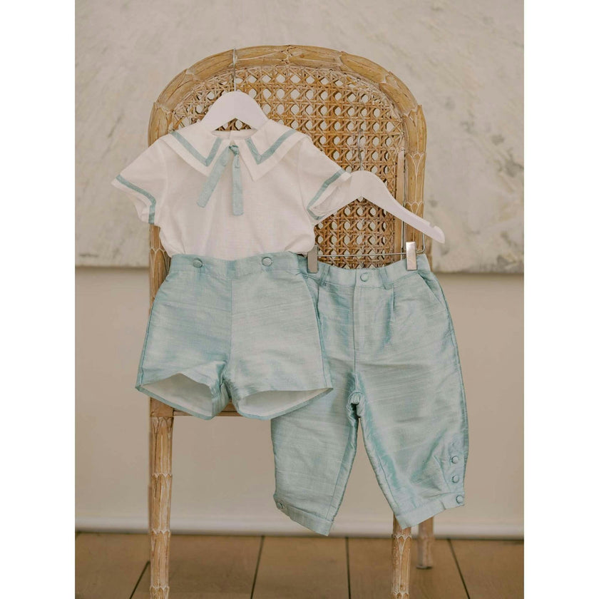 Sage Green Lirio Ceremony Silk Baby Boy Set
