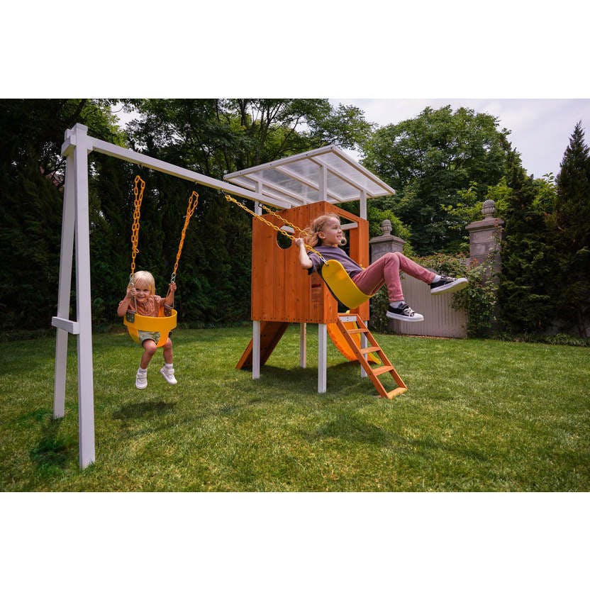 Forest Small Outdoor Toddler Swing Set | Compact Wooden Swing Frame for Babies & Kids