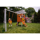 Forest Small Outdoor Toddler Swing Set | Compact Wooden Swing Frame for Babies & Kids