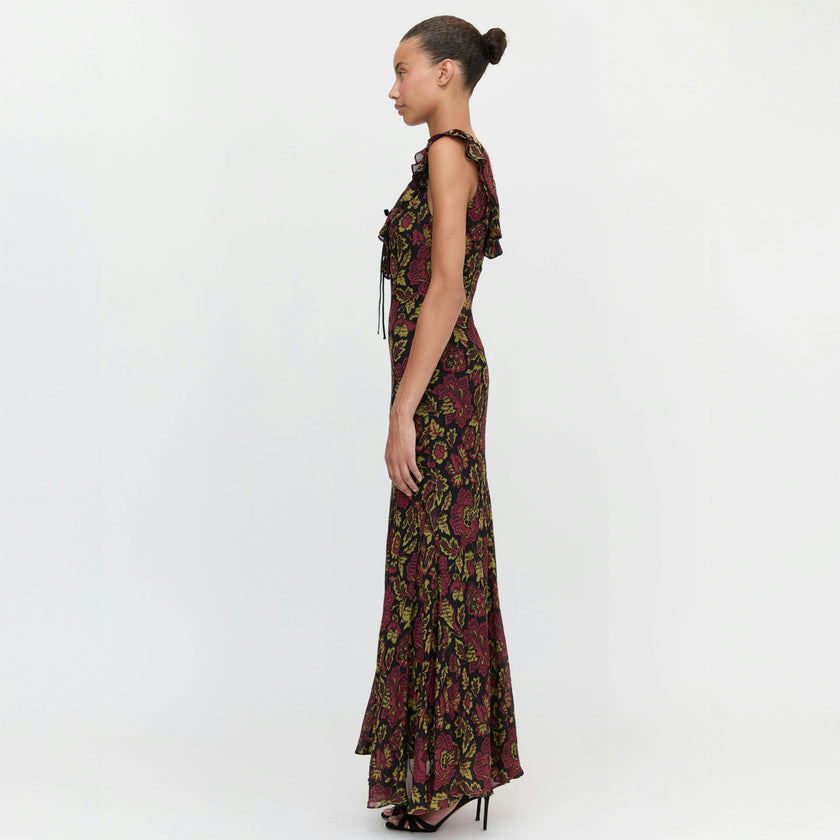 The Augustina Dress - Black Palampore Floral