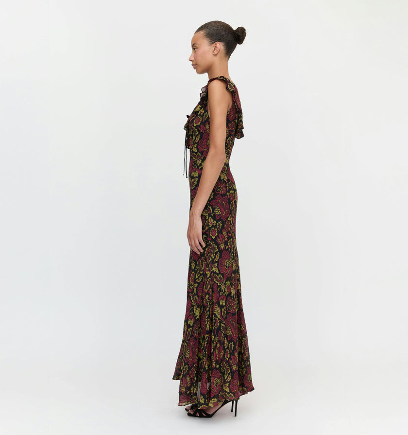 The Augustina Dress - Black Palampore Floral