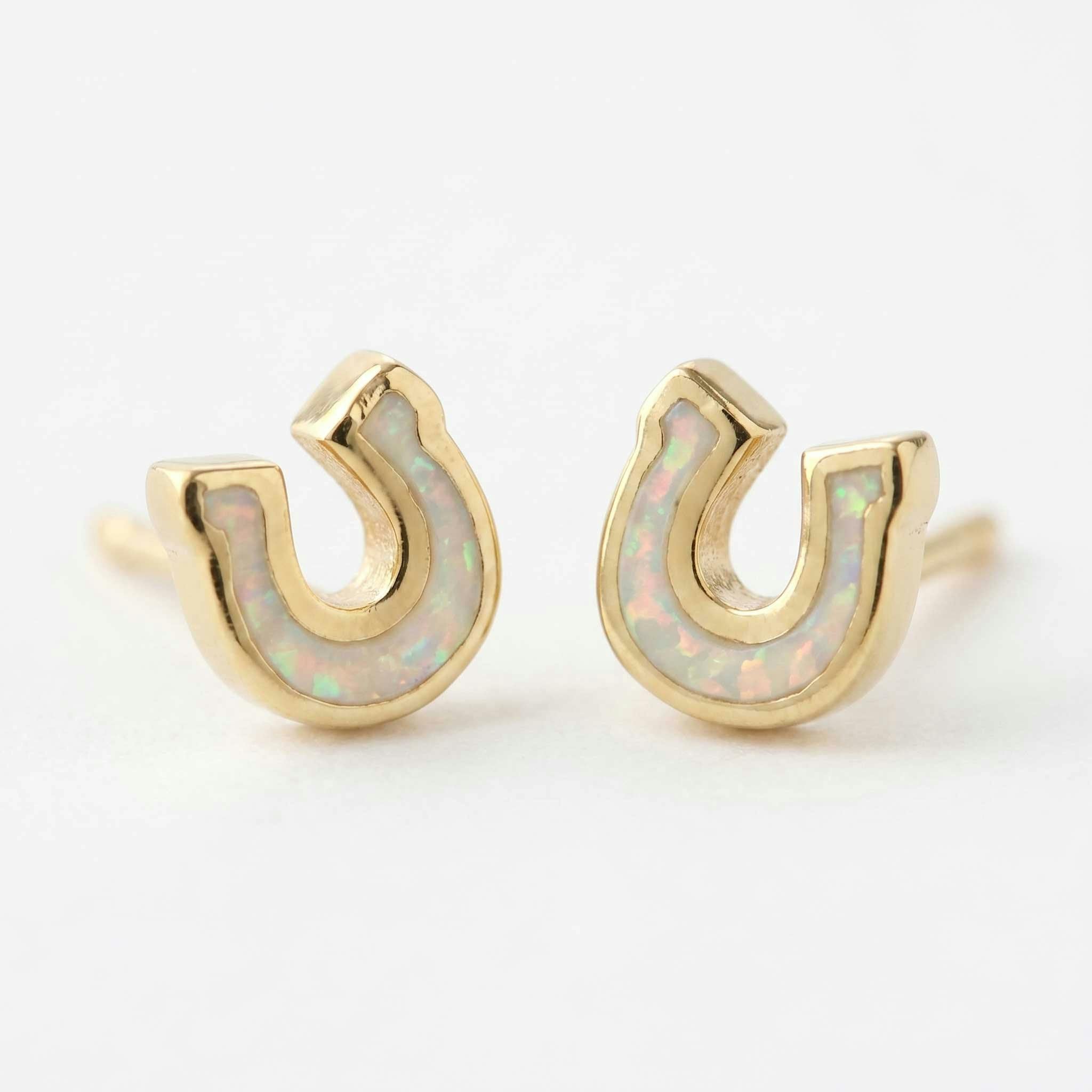 Opal Horseshoe Stud Earrings
