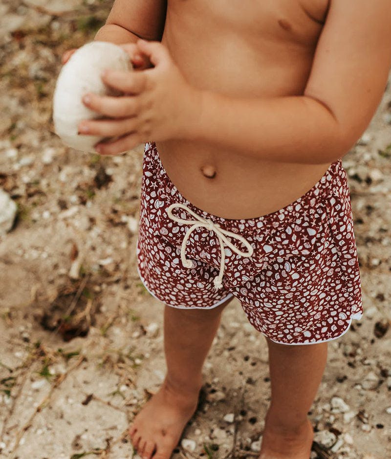 Rupert Swim Shorts Terracotta Shell Print