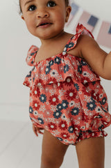 Baby Girl Gauze Bubble Romper in American Stars