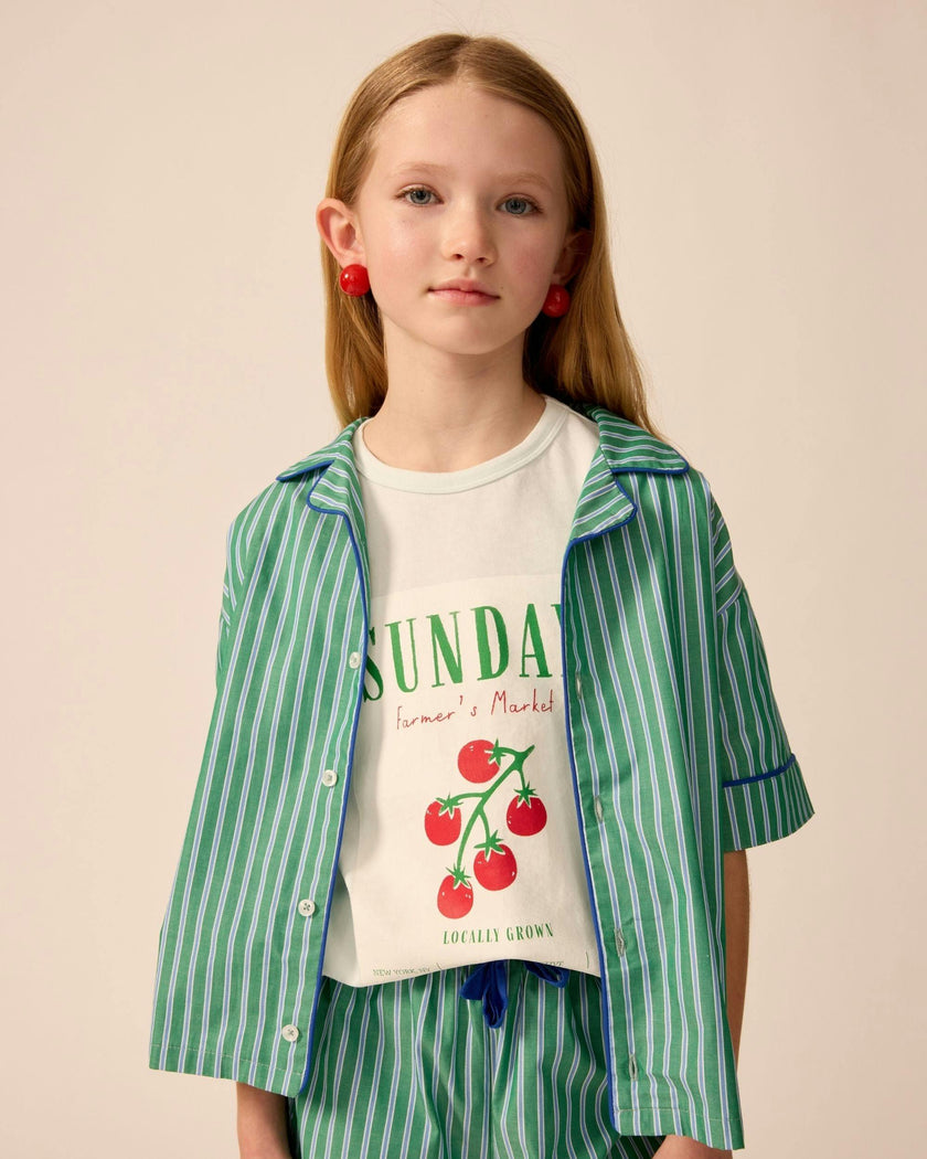 Bowling Shirt in Cucumber Stripe