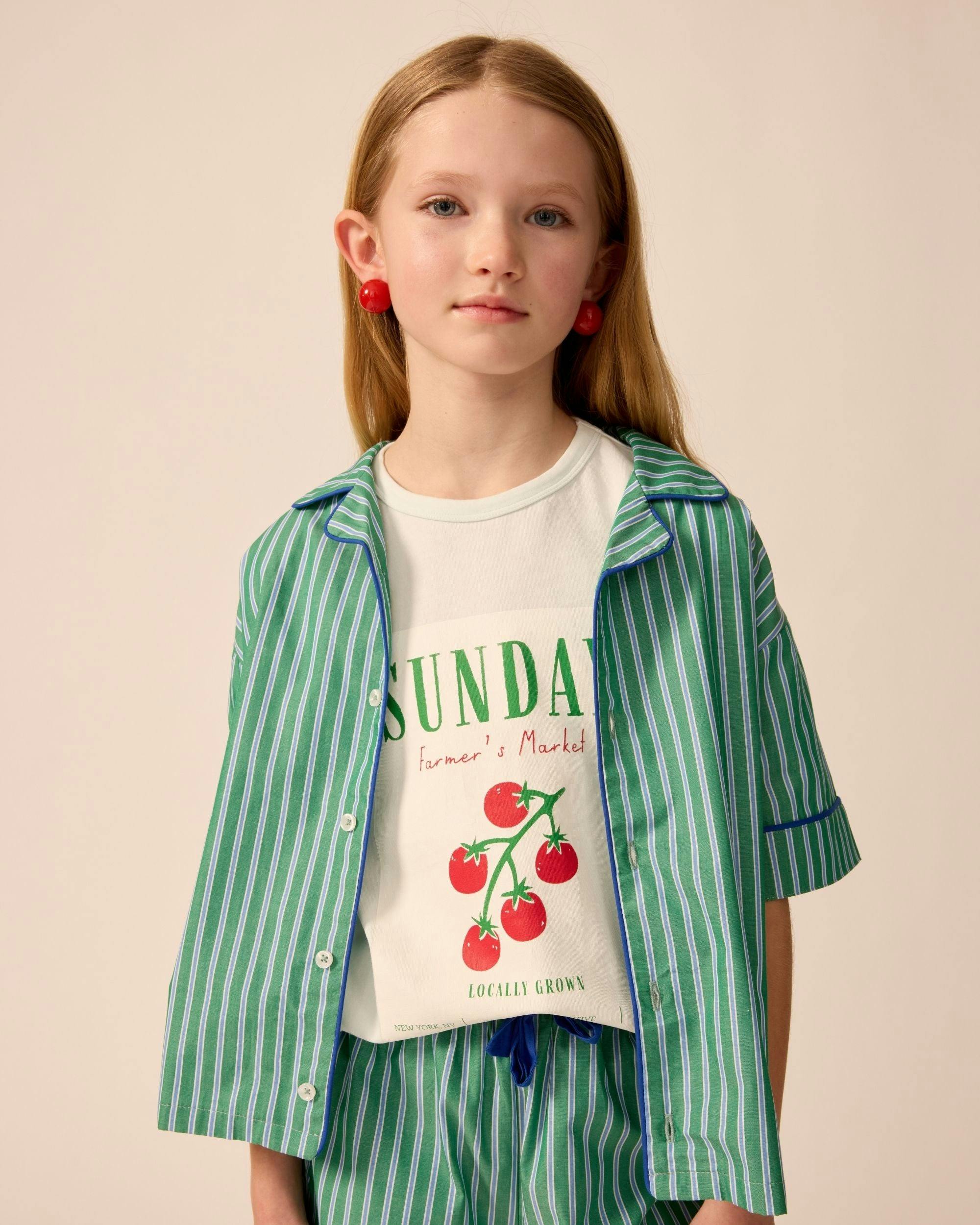 Bowling Shirt in Cucumber Stripe