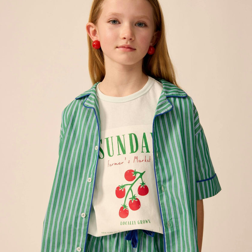 Bowling Shirt in Cucumber Stripe