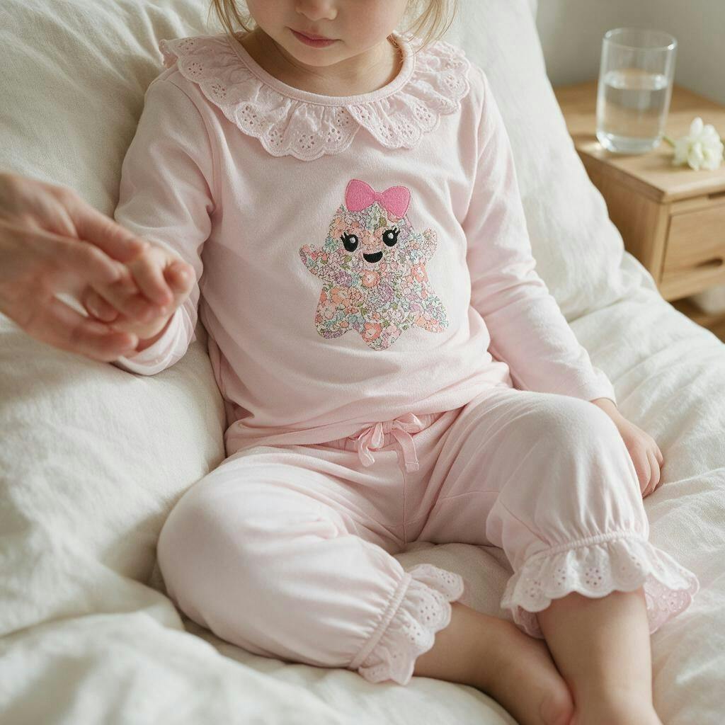 Liberty of London children's ghost design frilled pyjamas - pink