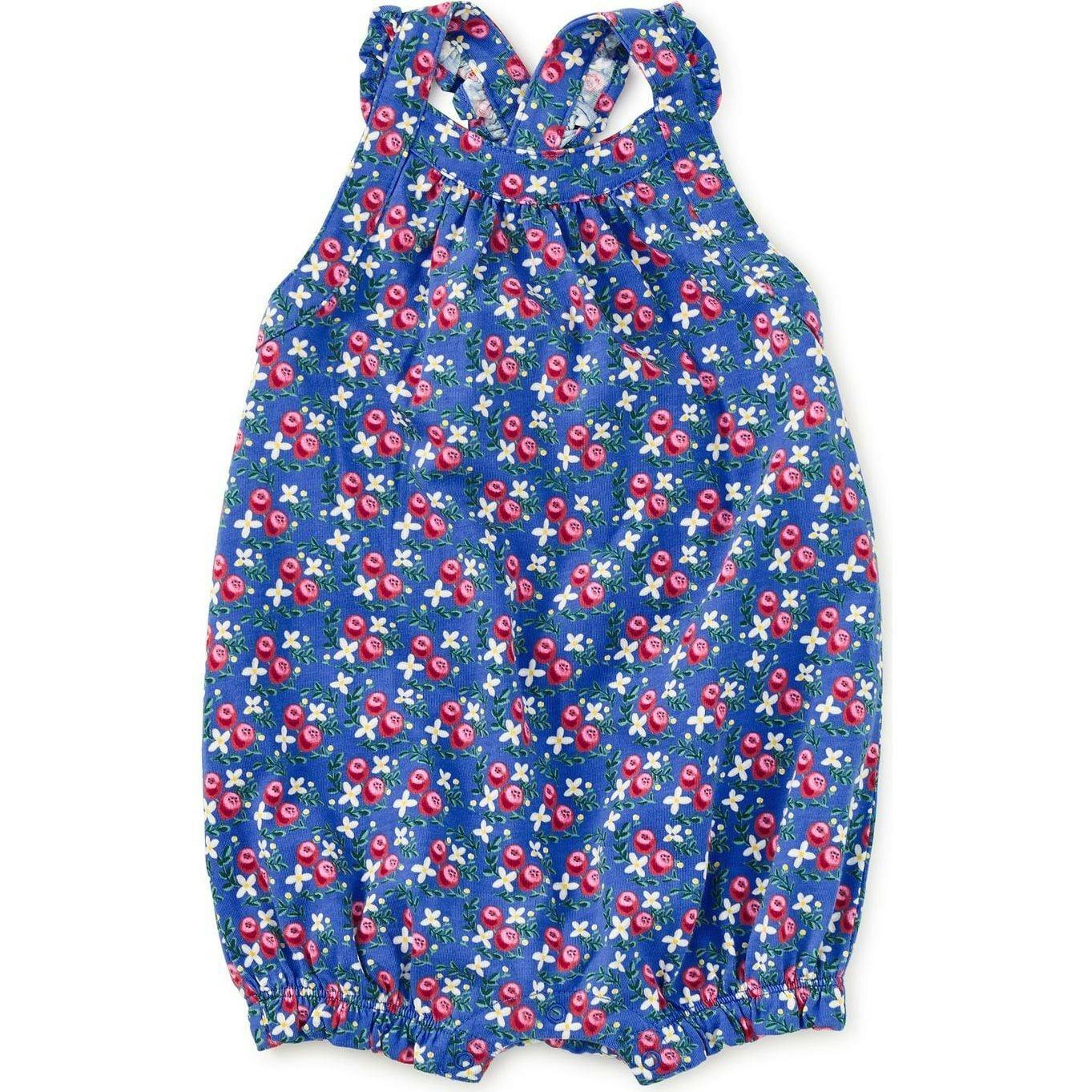 Cross-Back Baby Romper, Blue