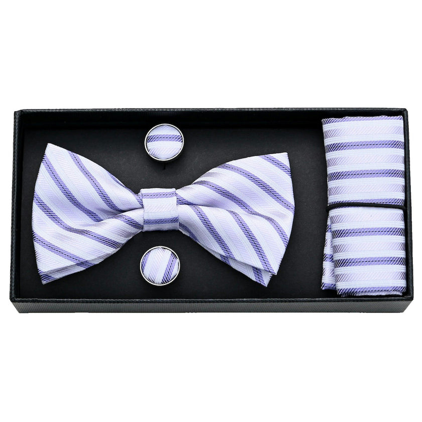 Purple Striped Bowtie Set