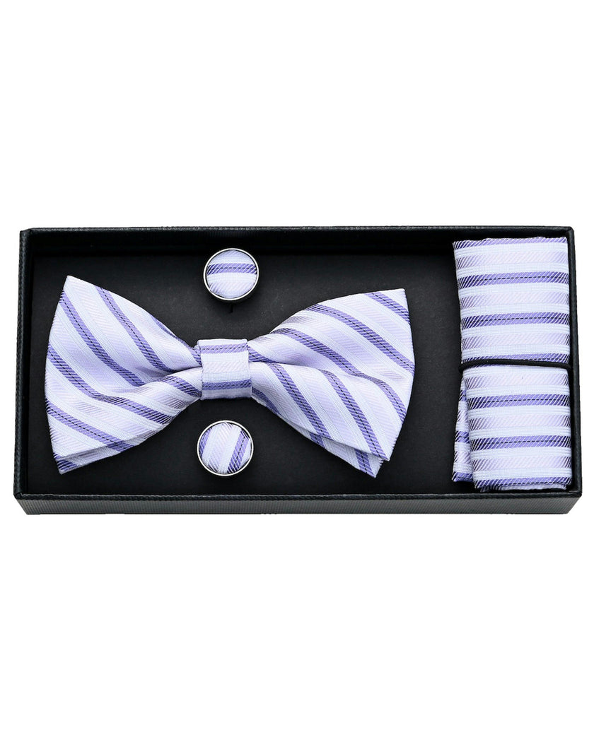 Purple Striped Bowtie Set