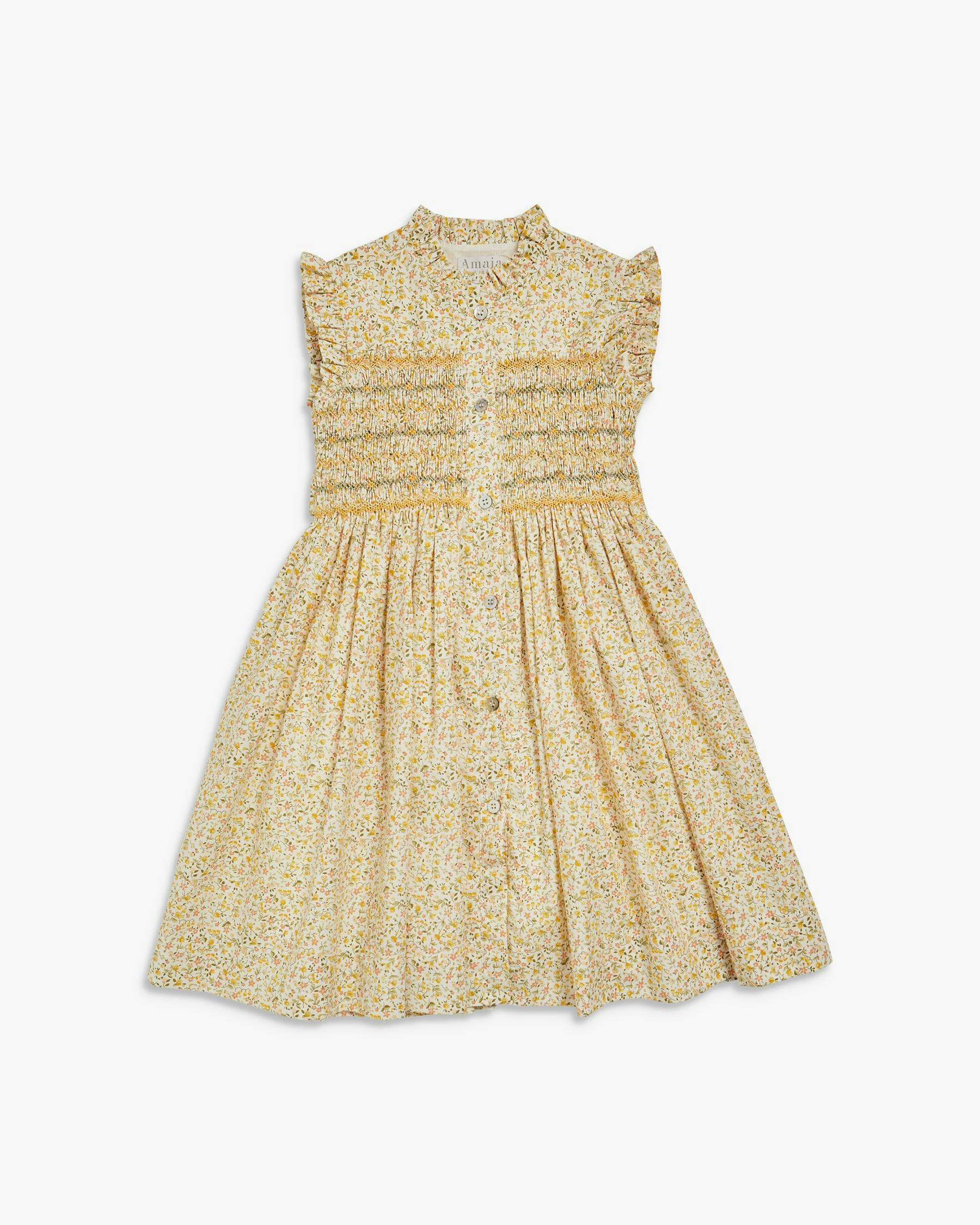 Hydrangea Dress Yellow Green Floral