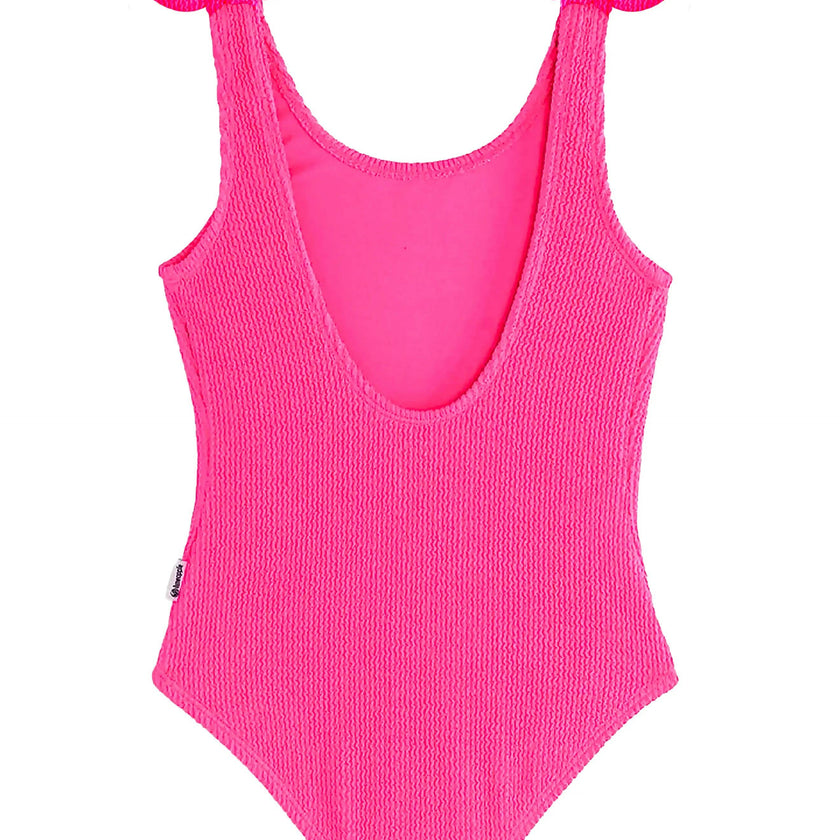 Kaya Crinkle Bow Tie One Piece - Fuchsia