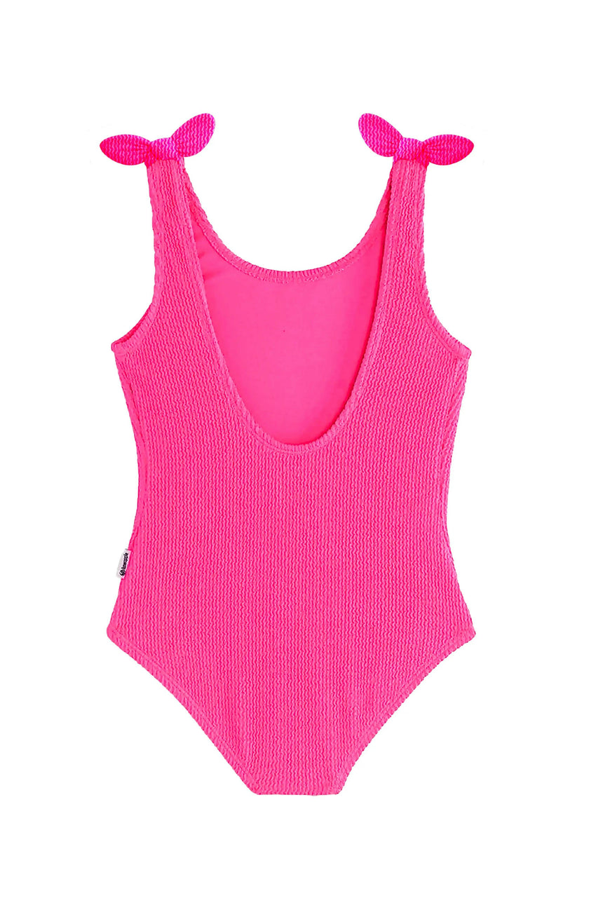 Kaya Crinkle Bow Tie One Piece - Fuchsia