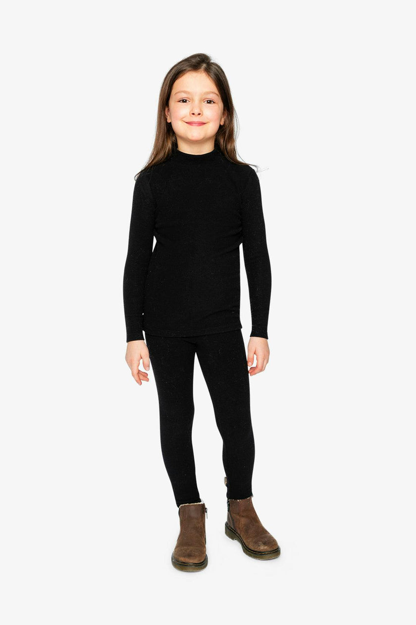 Brushed Rib Mock Neck Top Black