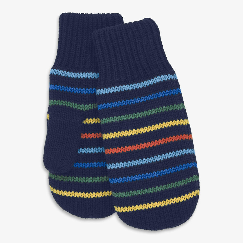 Kids fleece-lined mittens in multi-stripe