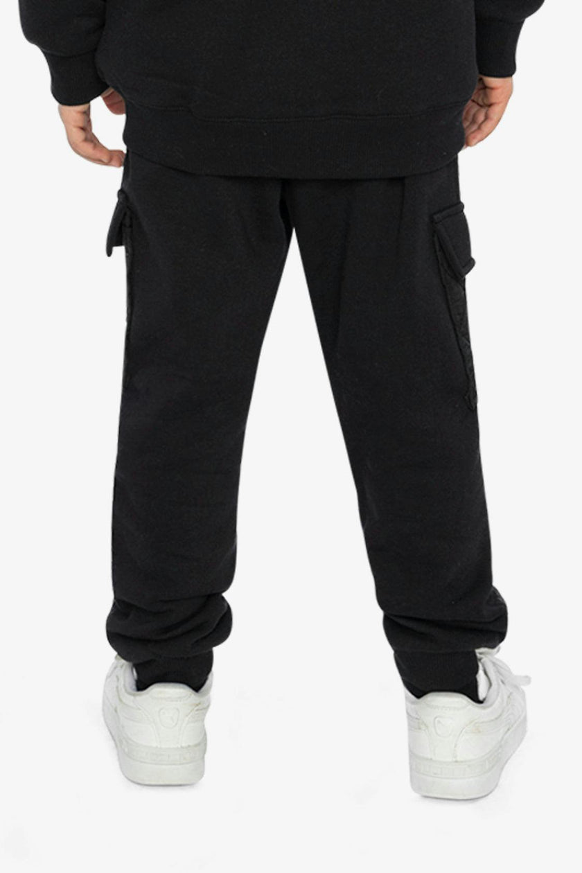 Fleece Bi-Material Sweatpants With Pockets Black