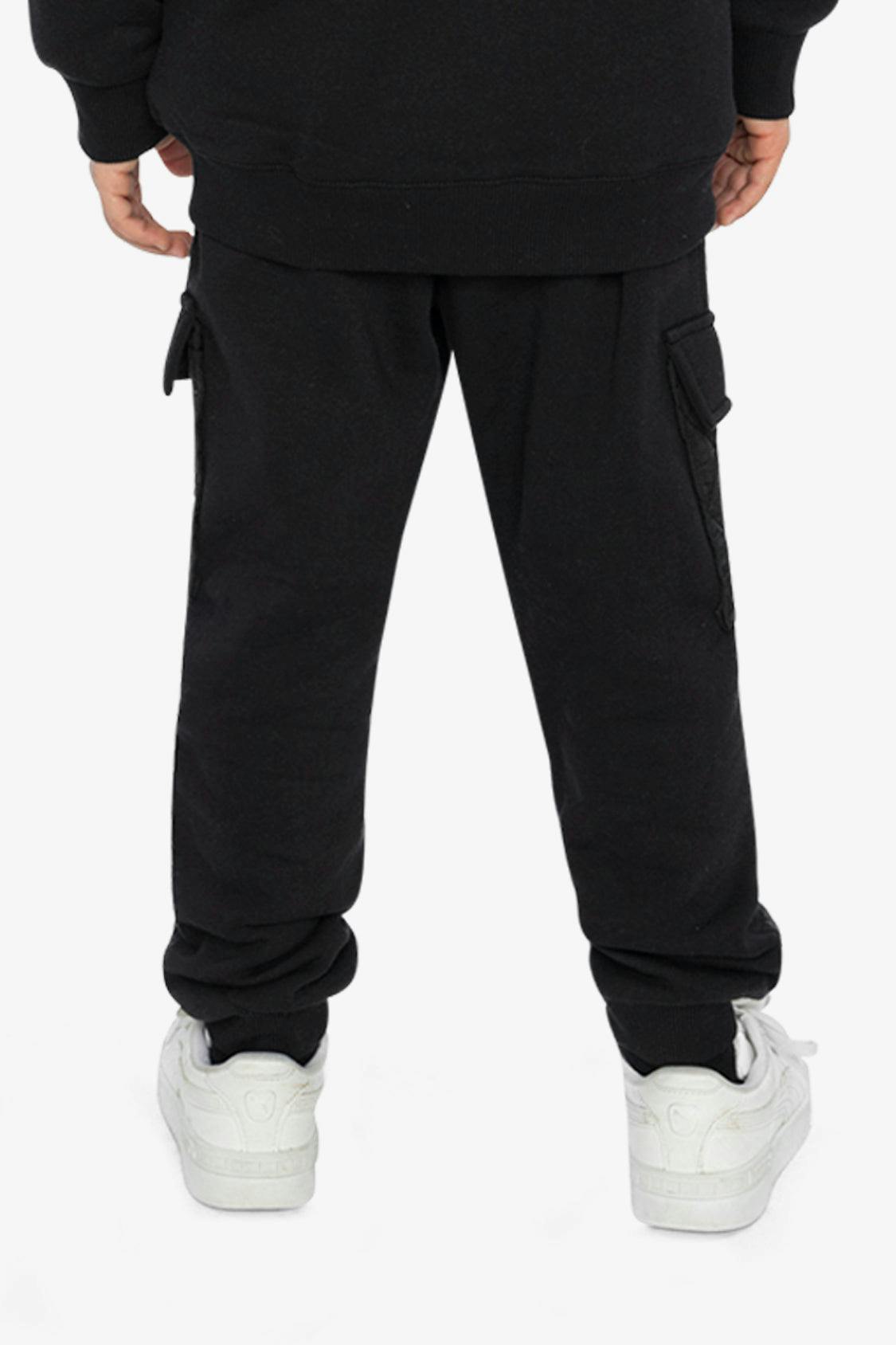 Fleece Bi-Material Sweatpants With Pockets Black