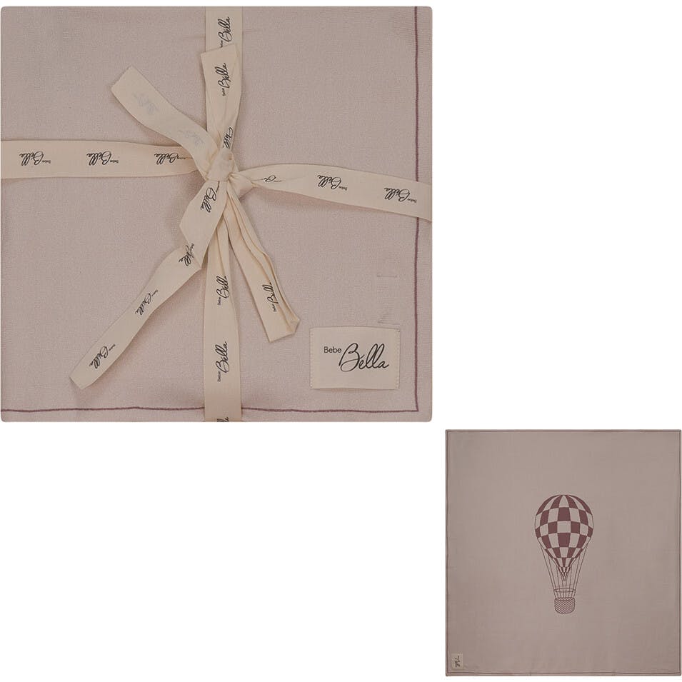 Knit Checkered Hot Air Balloon Blanket Dark Almond/Rose