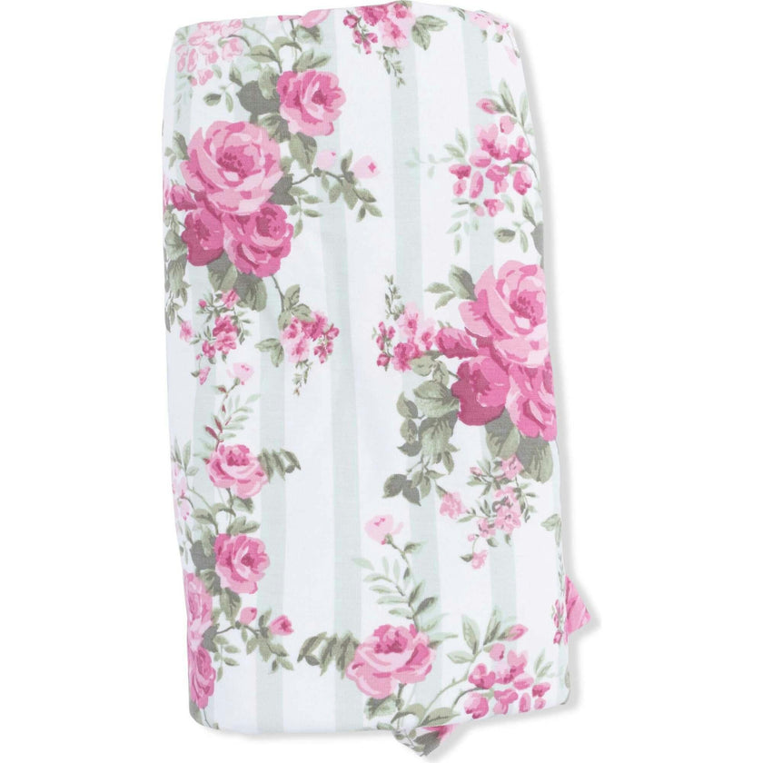 Cabbage Rose Stripe - Ruffle Blanket